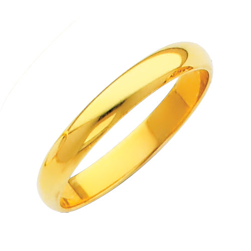 Regular Fit Plain Wedding Bands - 14K Gold 3mm -BR030