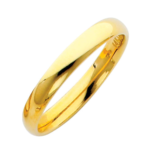 Light Weight Comfort Fit Plain Wedding Bands - 14K Gold 3mm -BC030