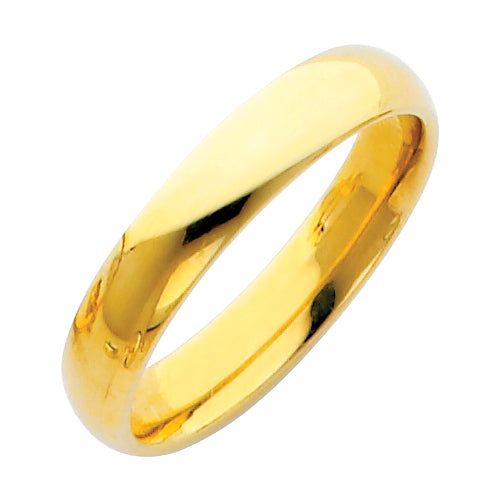 Light Weight Comfort Fit Plain Wedding Bands - 14K Gold 4mm -BC040