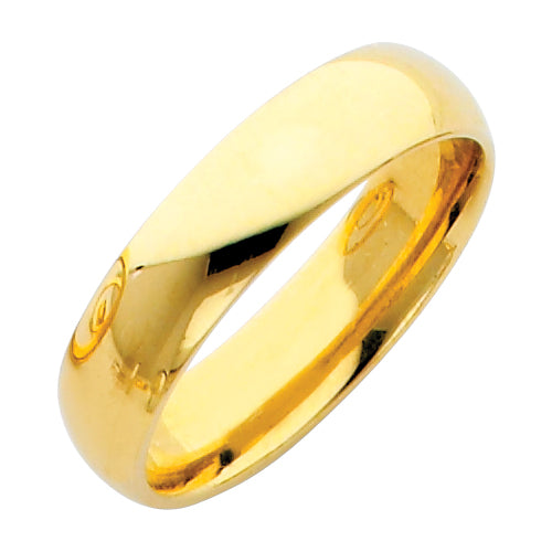 Light Weight Comfort Fit Plain Wedding Bands - 14K Gold 5mm -BC050