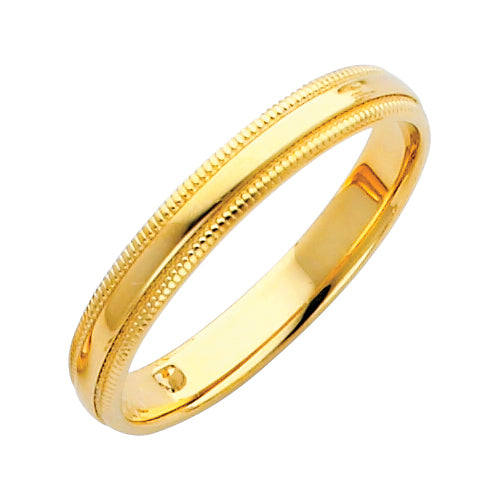 Light Weight Comfort Fit Plain Wedding Bands - 14K Gold 3mm -BMC030