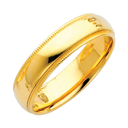 Light Weight Comfort Fit Plain Wedding Bands - 14K Gold 5mm -BMC050