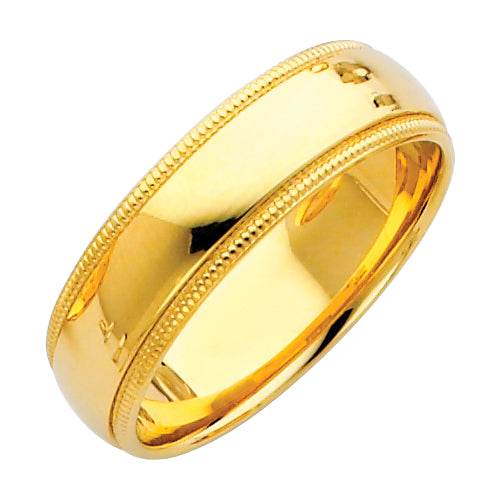 Light Weight Comfort Fit Plain Wedding Bands - 14K Gold 6mm -BMC060