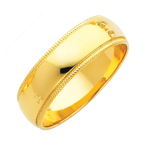 Regular Fit Plain Wedding Bands - 14K Gold 6mm -BMR060