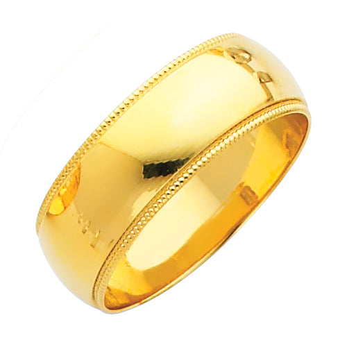 Regular Fit Plain Wedding Bands - 14K Gold 7mm -BMR070