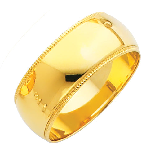 Regular Fit Plain Wedding Bands - 14K Gold 8mm -BMR080