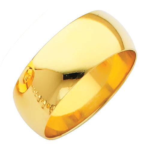 Regular Fit Plain Wedding Bands - 14K Gold 8mm -BR080