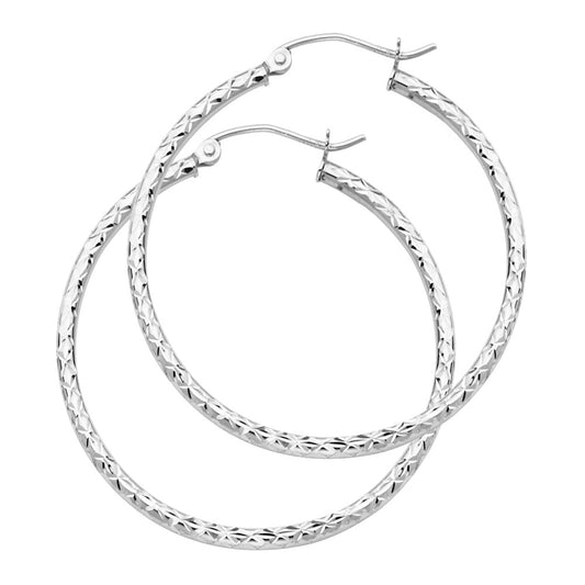 Hoop Earrings  - 14K Gold - ER107W