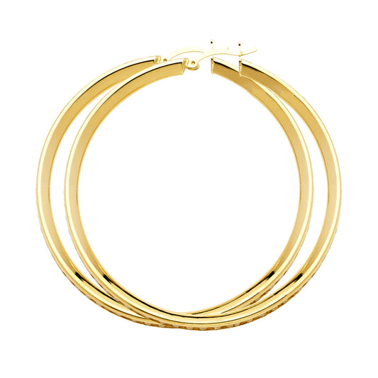 CZ Hoop Earrings  - 14K Gold - ER1129