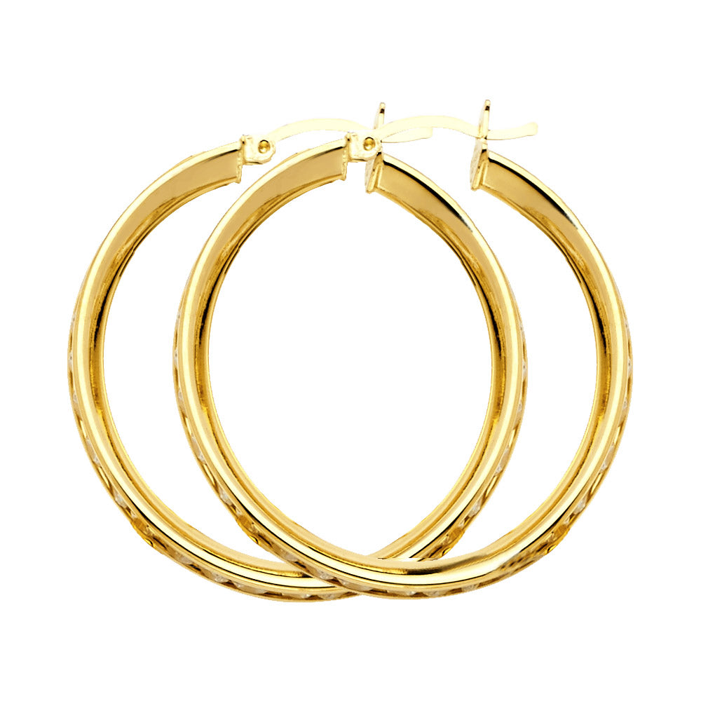 CZ Hoop Earrings  - 14K Gold - ER1131