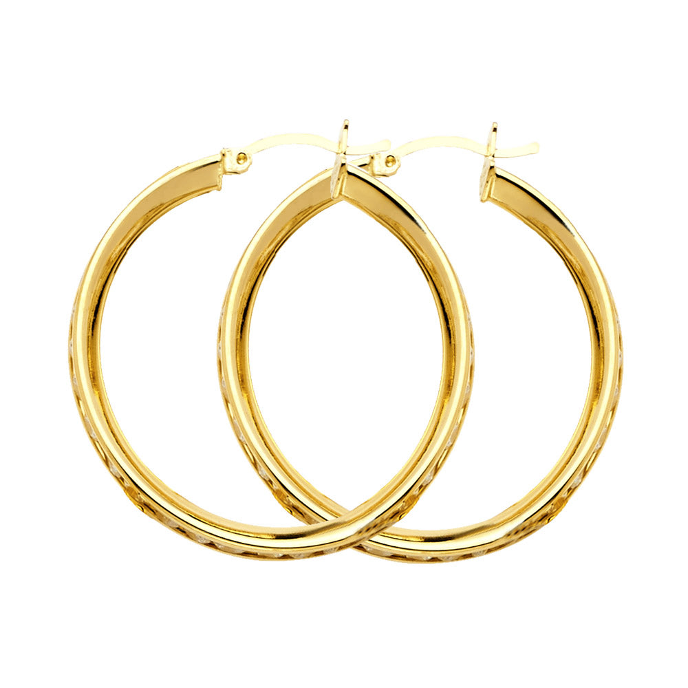 CZ Hoop Earrings  - 14K Gold - ER1132