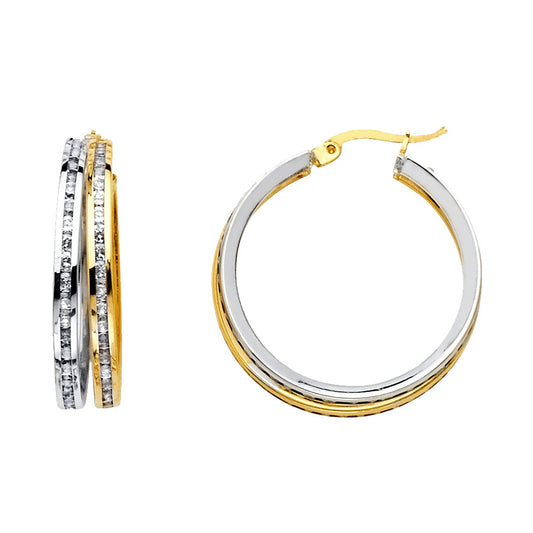 Fancy Hoop Earrings - 14K Gold - ER1140