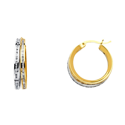 Fancy Hoop Earrings - 14K Gold - ER1141