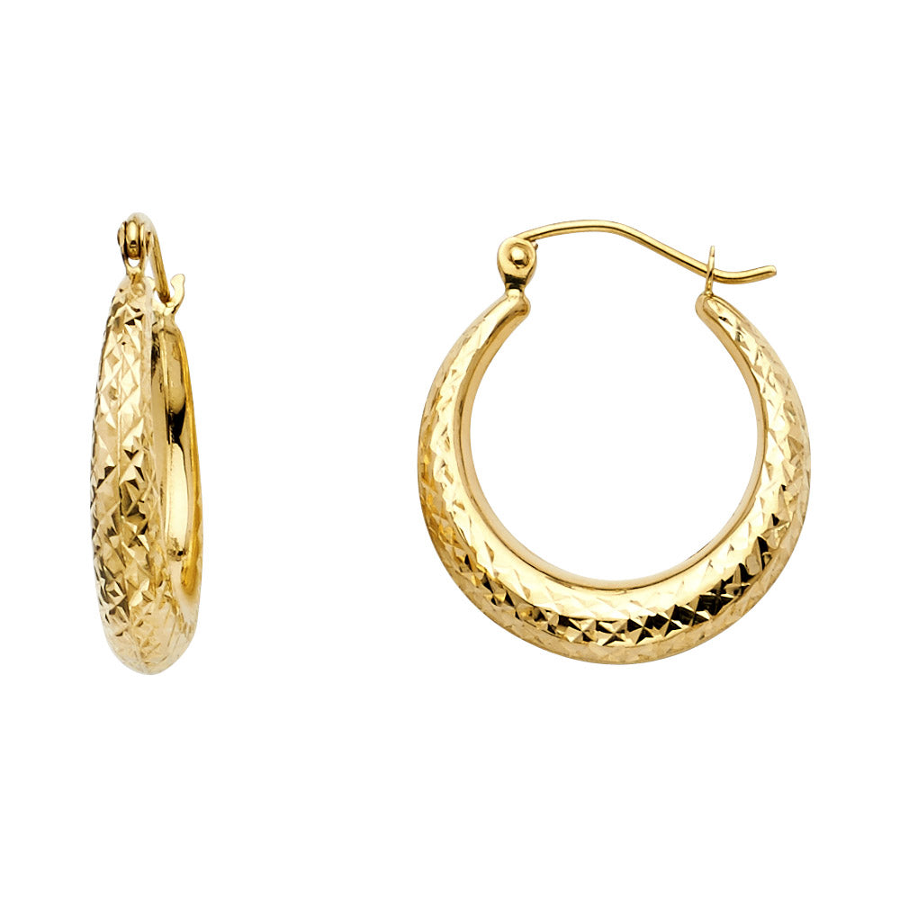 Fancy Hoop Earrings - 14K Gold - ER12