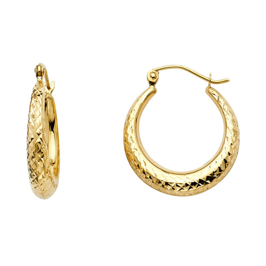 Fancy Hoop Earrings - 14K Gold - ER12