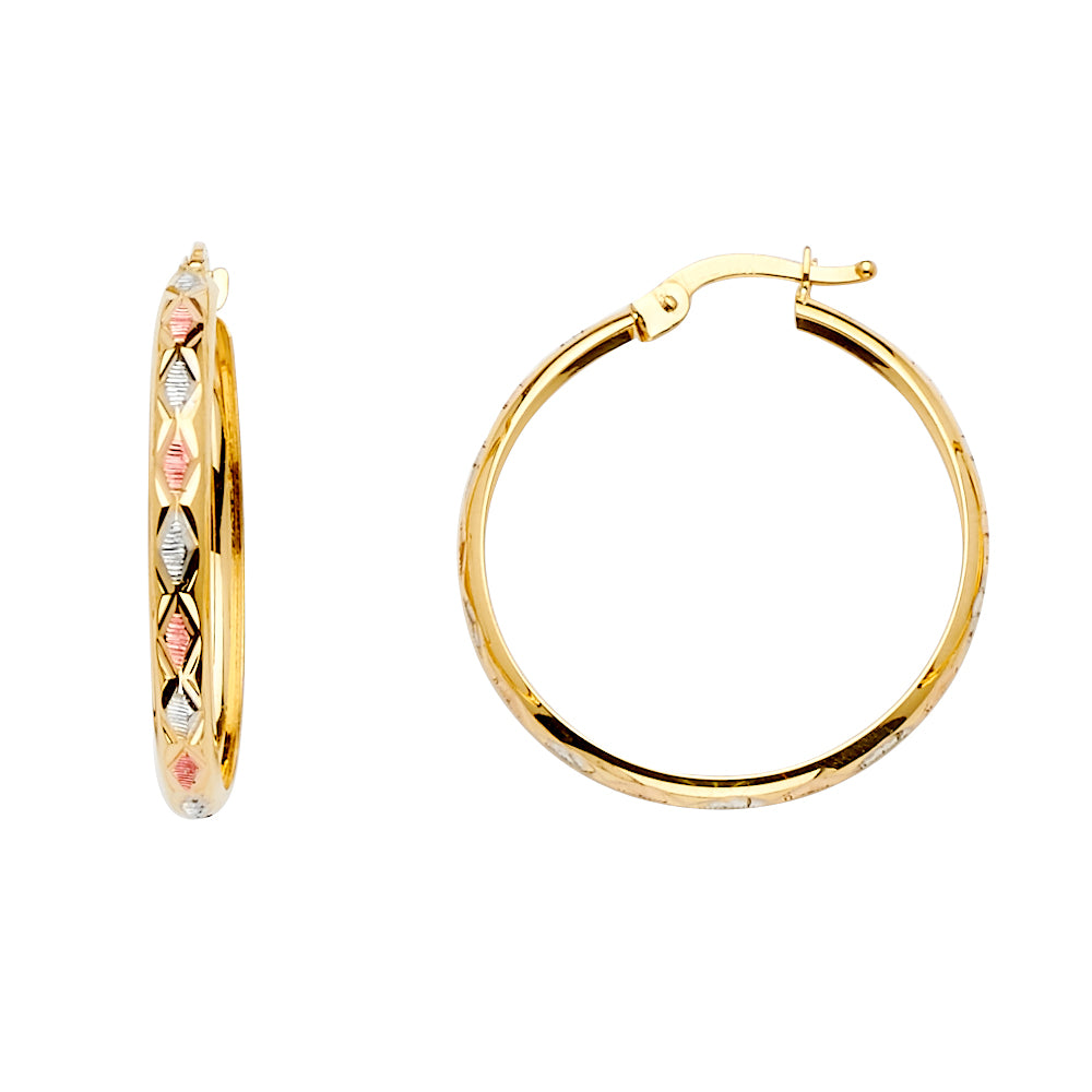 Fancy Hoop Earrings - 14K Gold - ER1516