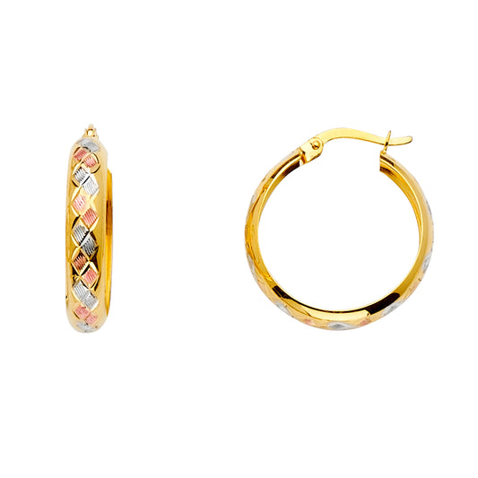 Fancy Hoop Earrings - 14K Gold - ER1517