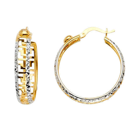 Fancy Hoop Earrings - 14K Gold - ER1518