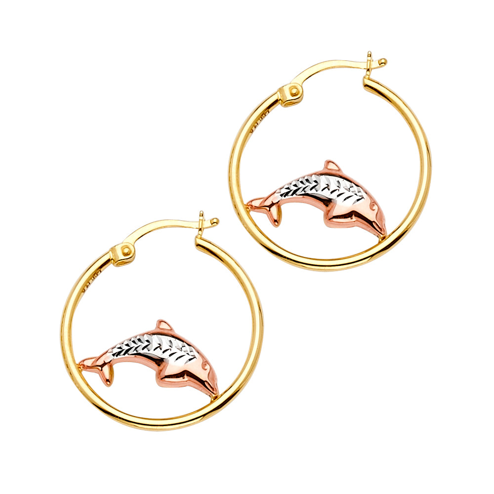 Fancy Hoop Earrings - 14K Gold - ER1520