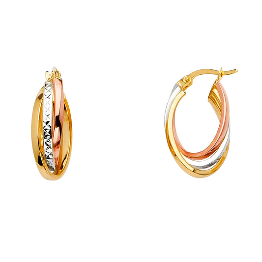 Fancy Hoop Earrings - 14K Gold - ER1534