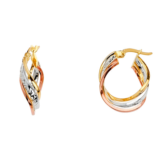 Fancy Hoop Earrings - 14K Gold - ER1535