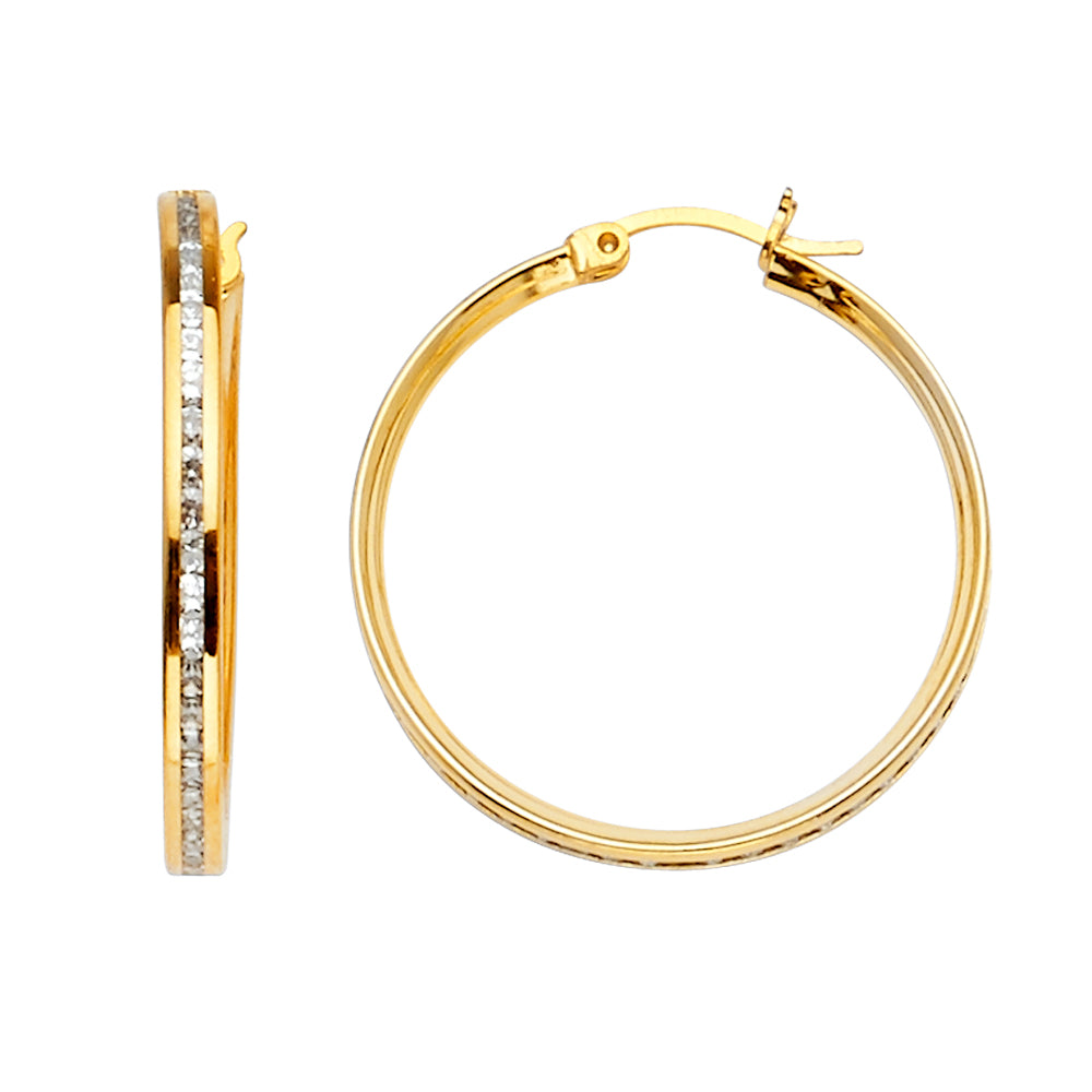 CZ Hoop Earrings  - 14K Gold - ER1598