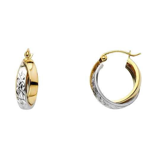 Fancy Hoop Earrings - 14K Gold - ER17