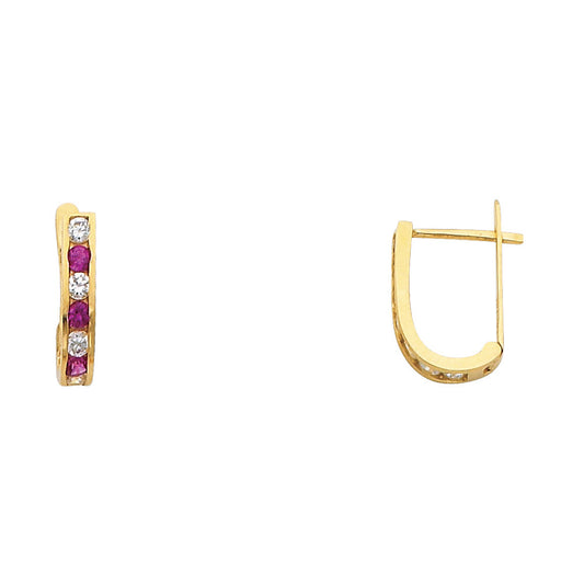 CZ Huggies Earrings - 14K Gold - ER283