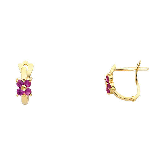 CZ Huggies Earrings - 14K Gold - ER285