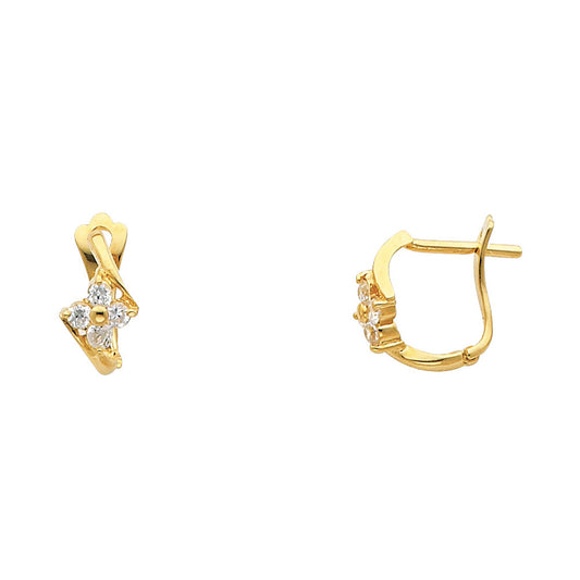 CZ Huggies Earrings - 14K Gold - ER286