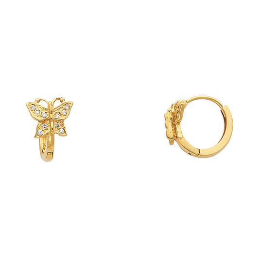 CZ Huggies Earrings - 14K Gold - ER289