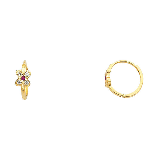 CZ Huggies Earrings - 14K Gold - ER290