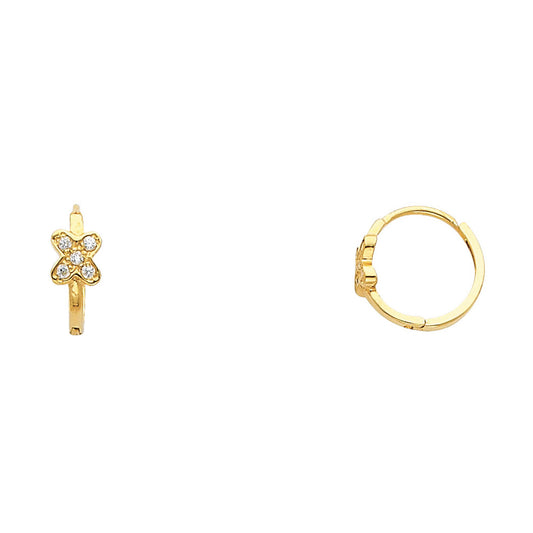 CZ Huggies Earrings - 14K Gold - ER291