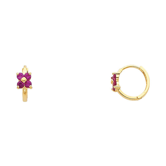 CZ Huggies Earrings - 14K Gold - ER292