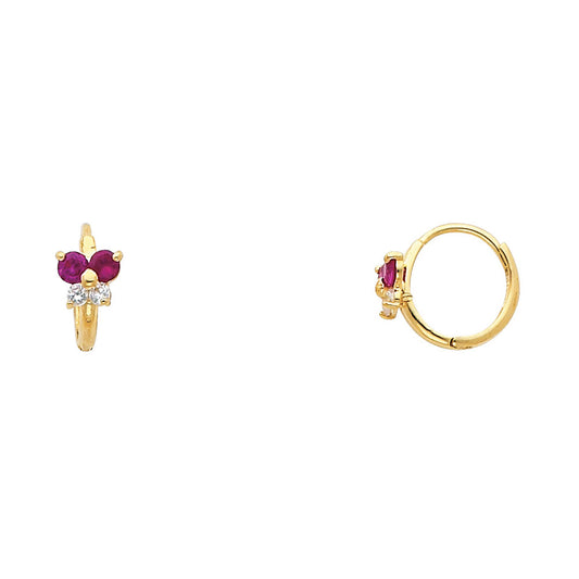 CZ Huggies Earrings - 14K Gold - ER294