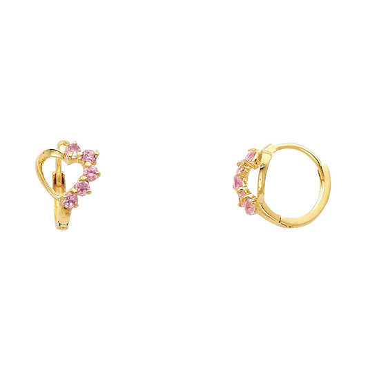 CZ Huggies Earrings - 14K Gold - ER299