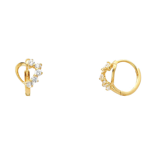 CZ Huggies Earrings - 14K Gold - ER300