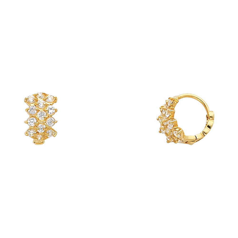 CZ Huggies Earrings - 14K Gold - ER301