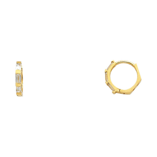 CZ Huggies Earrings - 14K Gold - ER302