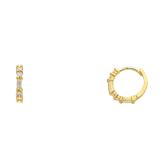 CZ Huggies Earrings - 14K Gold - ER303