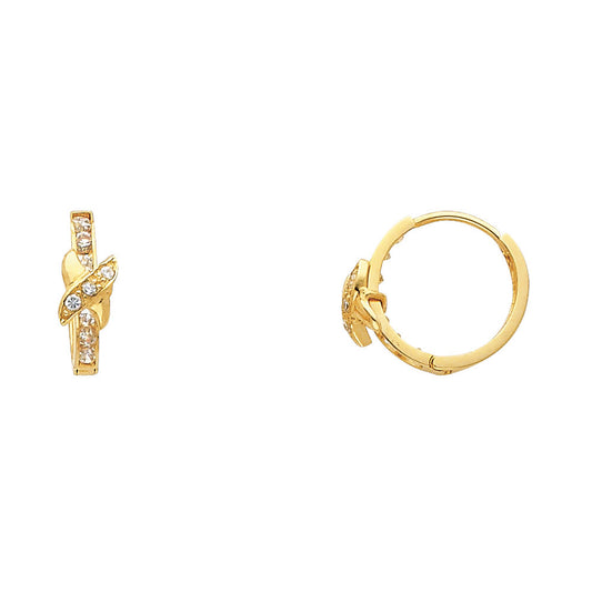 CZ Huggies Earrings - 14K Gold - ER305