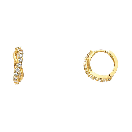 CZ Huggies Earrings - 14K Gold - ER306