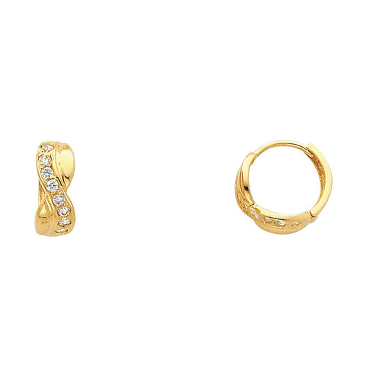 CZ Huggies Earrings - 14K Gold - ER307