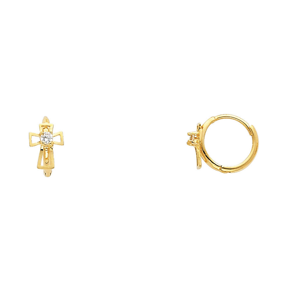 CZ Huggies Earrings - 14K Gold - ER308