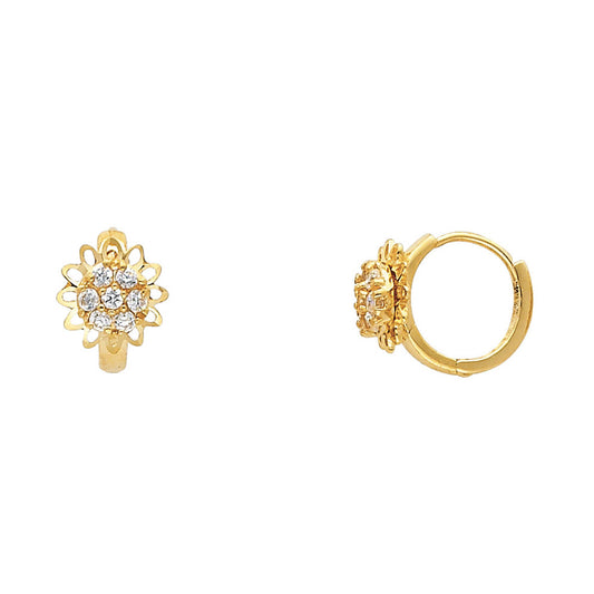 CZ Huggies Earrings - 14K Gold - ER310