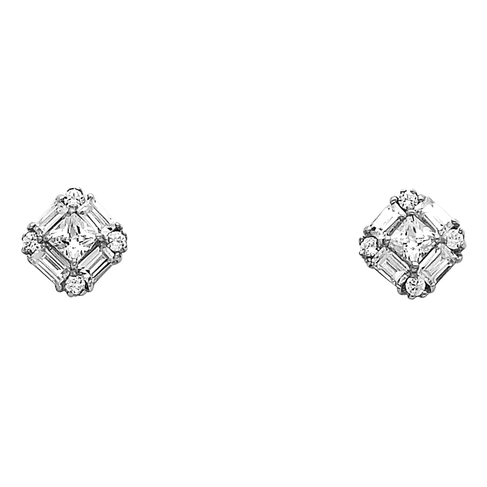 CZ Pendant & Earrings Sets - 14K GOLD - PT694W, ER323W, ER324W