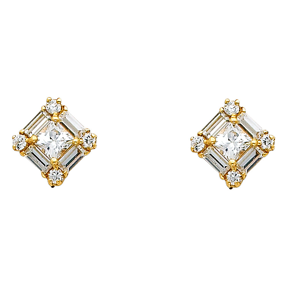 CZ Pendant & Earrings Sets - 14K GOLD - PT694, ER323, ER324