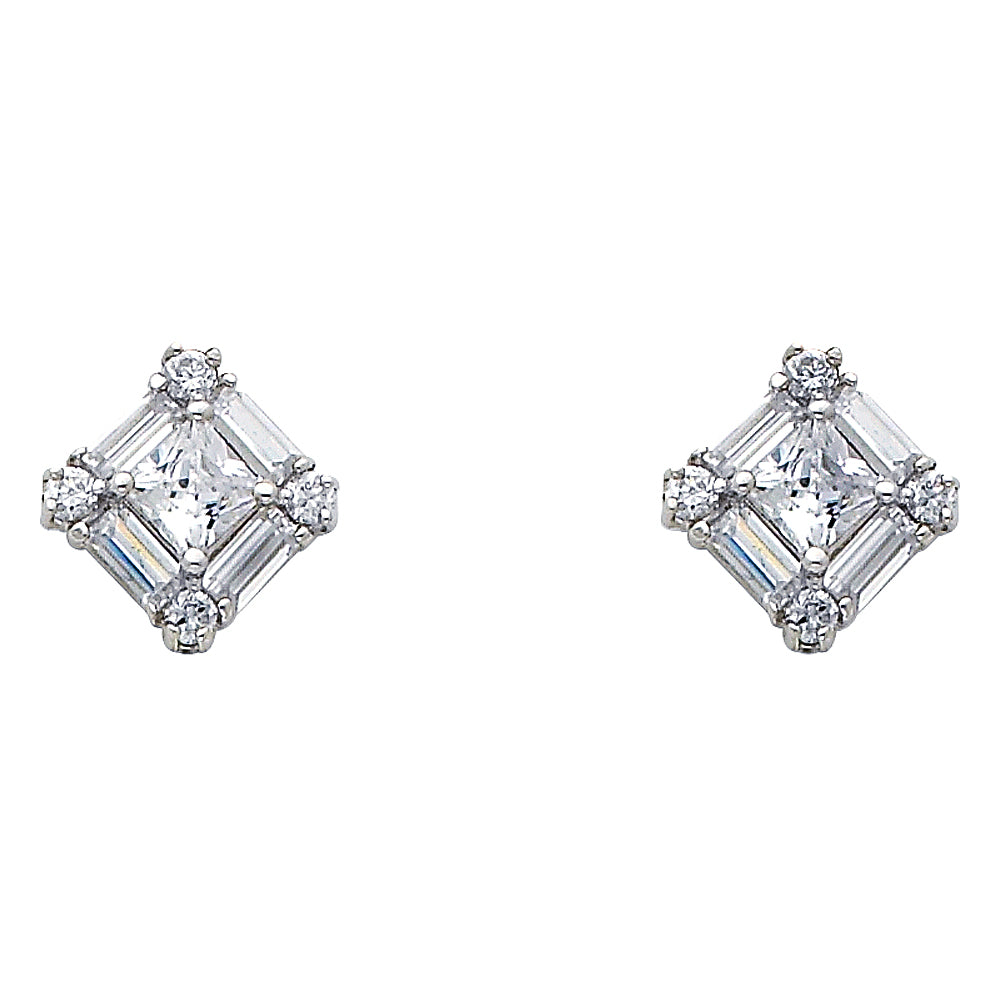 CZ Pendant & Earrings Sets - 14K GOLD - PT694W, ER323W, ER324W