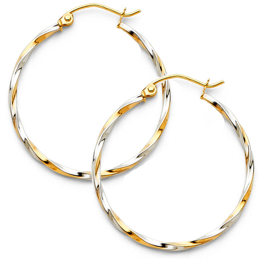 Fancy Hoop Earrings - 14K Gold - ER39