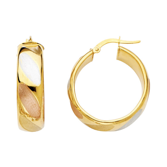 Fancy Hoop Earrings - 14K Gold - ER4